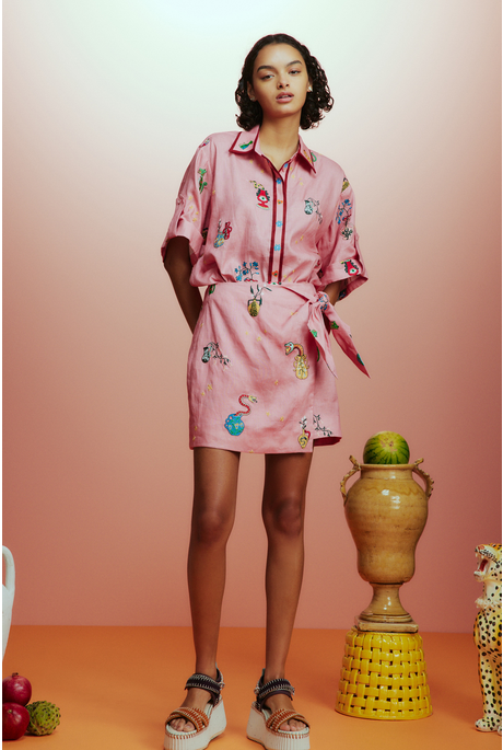 TIMMY EMBROIDERED SARONG SKIRT (PINK) 
