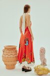 ROSE HALTER DRESS (TANGERINE) 