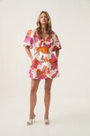 OVERFLOW KNOTTED MINI DRESS (VIVID HIBISCUS) 