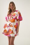 OVERFLOW KNOTTED MINI DRESS (VIVID HIBISCUS) 