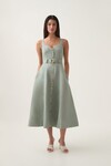CLAY BELTED MIDI DRESS (WILLOW GREEN)