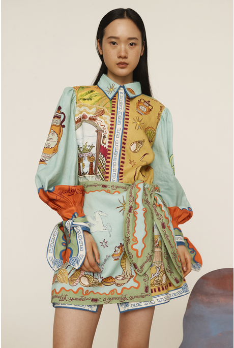 SURREALIST SUMMER MINI SHIRTDRESS (MULIT) 