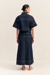 JACQUES FLARED MIDI SKIRT (DEEP INDIGO)