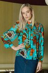 SHIRR THING TOP (BLUE FLORAL)
