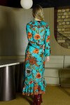 FRILLING EFFECT DRESS (BLUE FLORAL)