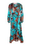 FRILLING EFFECT DRESS (BLUE FLORAL)