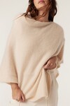 BRUSHED PURE CASHMERE PONCHO (FAWN)