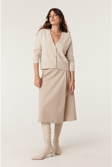 PURE CASHMERE V CARDIGAN (OATMEAL)