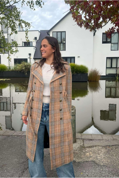 BRENTWOOD TRENCH COAT (CAMEL CHECK)