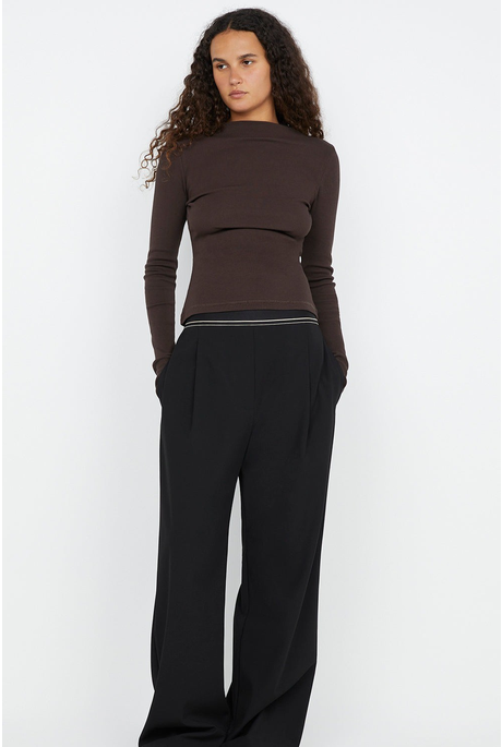 SIERA LONG SLEEVE TOP (DARK CHOCOLATE)