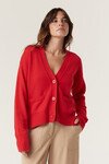 CASHWOOL V CARDIGAN (POPPY RED)