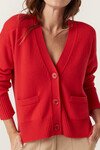 CASHWOOL V CARDIGAN (POPPY RED)
