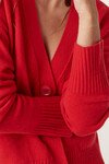 CASHWOOL V CARDIGAN (POPPY RED)