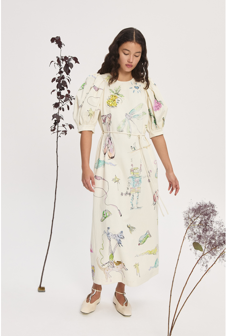 COURT MIDI DRESS (CREAM) 
