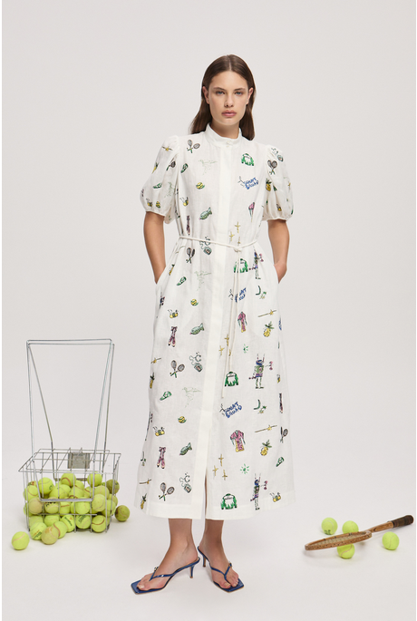 PLAY EMBROIDERED SHIRTDRESS (CREAM)