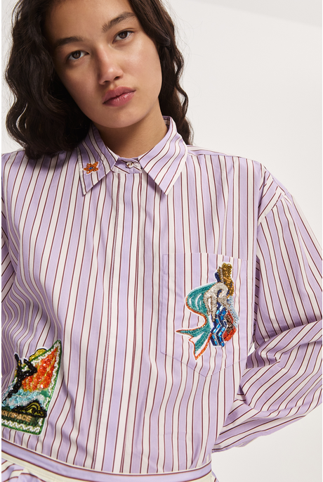 LUCKY PACE EMBELLISHED SHIRT (STRIPE) | PRE ORDER