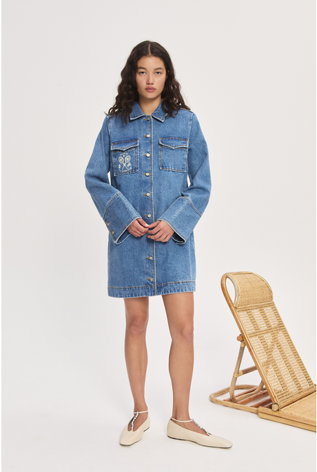 STEPHI DENIM MINI DRESS (LIGHT INDIGO) | PRE ORDER
