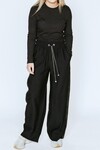 INDIANNA WIDE LEG PANT (BLACK/BLACK SATIN STRIPE)
