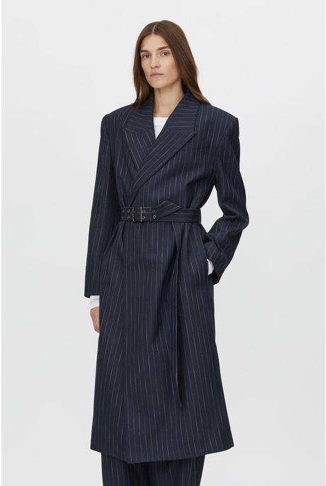 CLEMENCE BLAZER COAT (NAVY PINSTRIPE) 