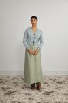 MERINO V NECK CARDIGAN (POWDER)