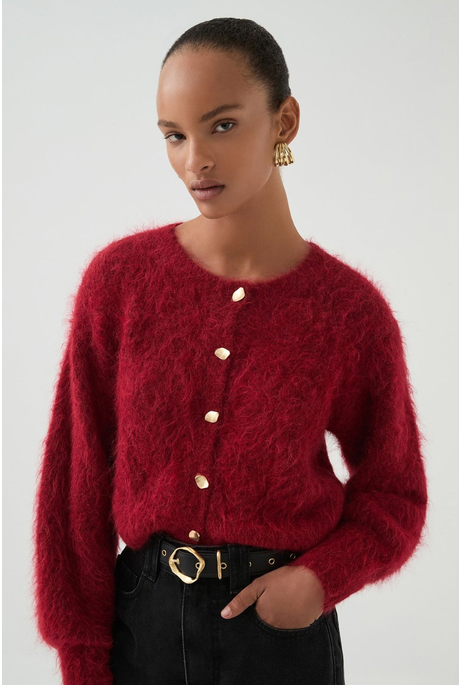 CELINE FLUFFY CARDIGAN (LYCHEE RED)