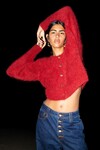 CELINE FLUFFY CARDIGAN (LYCHEE RED)