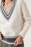 CASHWOOL VARSITY JUMPER (MILK)