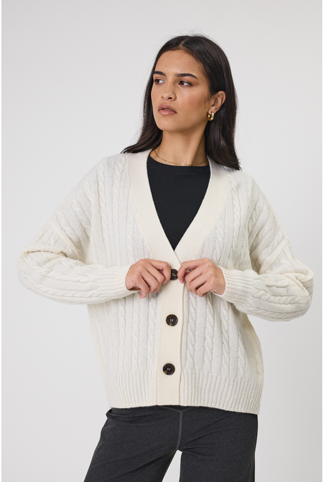 COPENHAGEN CABLE KNIT CARDIGAN (ECRU)