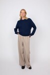 SADDLE CASHMERE CREW (MIDNIGHT)