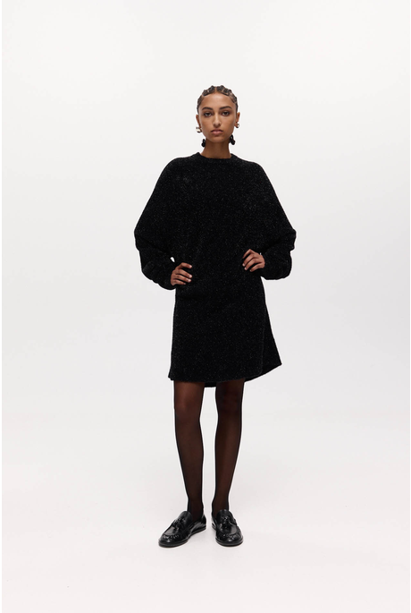 CELIA KNIT MINI DRESS (BLACK SPARKLE)