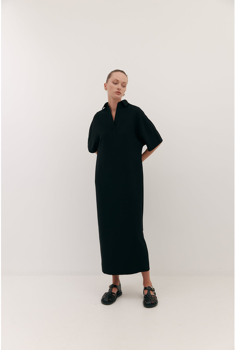 LONG POLO DRESS (BLACK)