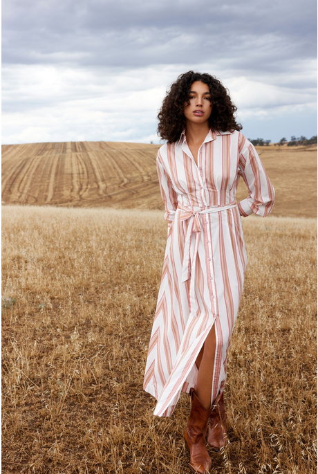 ARLET DRESS (PEONY/ANTIQUE STRIPE) | PRE ORDER