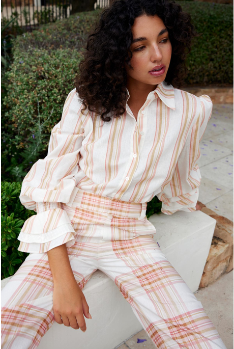 LUCINDA BLOUSE (PEOONY/ANTIQUE STRIPE) | PRE ORDER