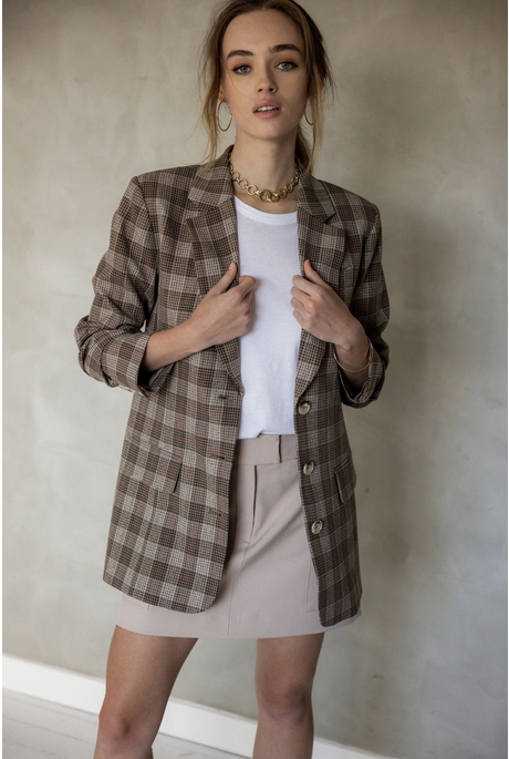 MY LOVE BOYFRIEND JACKET (BROWN/RED/BLACK PLAID)
