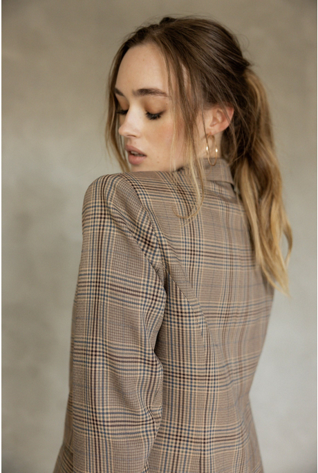 MY LOVE BOYFRIEND JACKET (BROWN/NAVY/BLACK PLAID)