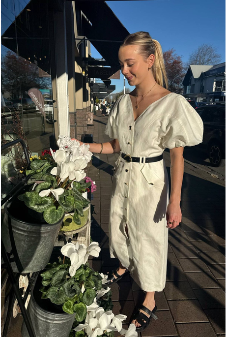 SKYE UTILITY MIDI DRESS (IVORY)