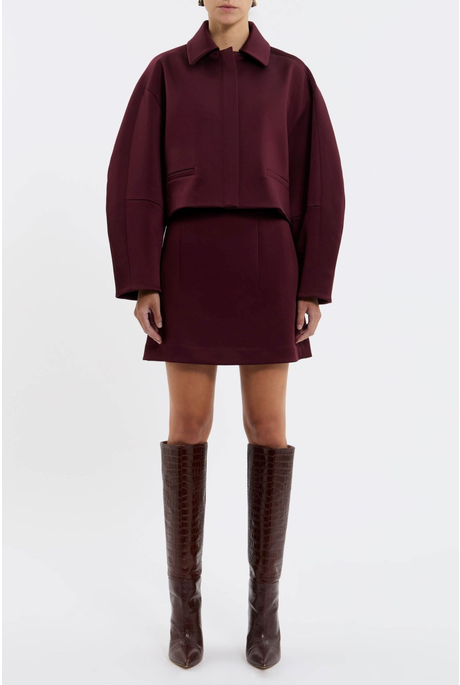 MERLOT CROPPED JACKET (BURGUNDY)