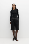 MERINO RUCHED LONG SLEEVE TEE (BLACK) 