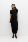 RUCHED MIDI DRESS (BLACK)