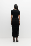 RUCHED MIDI DRESS (BLACK)