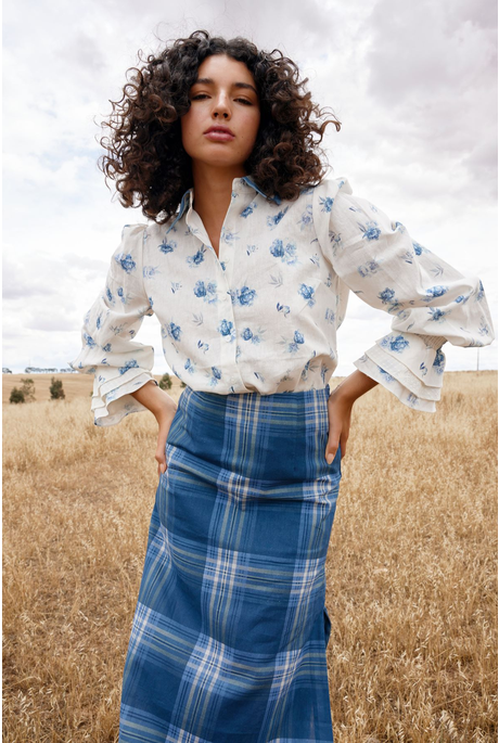 LUCINDA BLOUSE (CERULEAN PEONY)