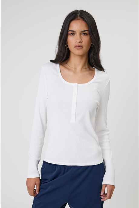 ECHO RIB HENLEY TOP (WHITE)