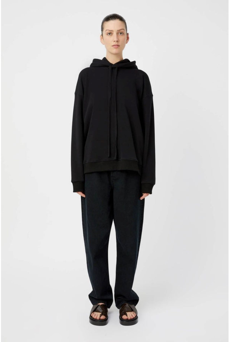 GRID FLOCKING LOGO HOODIE (BLACK)