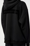 GRID FLOCKING LOGO HOODIE (BLACK)
