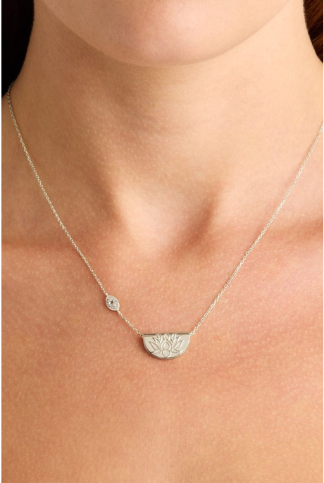 EYE OF PEACE LOTUS NECKLACE (STERLING SILVER)