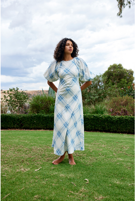 LUCINDA DRESS (CERULEAN PLAID)