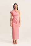 CAMPBELL ASYMMETRICAL MIDI DRESS (BUBBLEGUM)