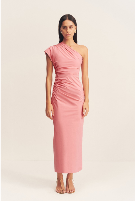 CAMPBELL ASYMMETRICAL MIDI DRESS (BUBBLEGUM)