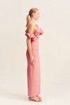 CAMPBELL RUFFLE DRAPED MIDI DRESS (BUBBLEGUM)