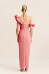 CAMPBELL RUFFLE DRAPED MIDI DRESS (BUBBLEGUM)